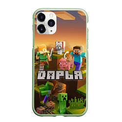 Чехол iPhone 11 Pro матовый Дарья Minecraft, цвет: 3D-салатовый