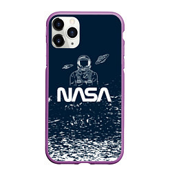 Чехол iPhone 11 Pro матовый Nasa - белые брызги, цвет: 3D-фиолетовый