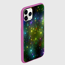 Чехол iPhone 11 Pro матовый Маленькие неоновые звездочки, цвет: 3D-фиолетовый — фото 2