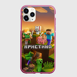 Чехол iPhone 11 Pro матовый Кристина Minecraft, цвет: 3D-малиновый