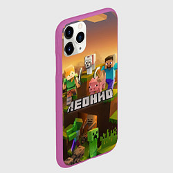 Чехол iPhone 11 Pro матовый Леонид Minecraft, цвет: 3D-фиолетовый — фото 2