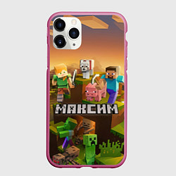 Чехол iPhone 11 Pro матовый Максим Minecraft, цвет: 3D-малиновый
