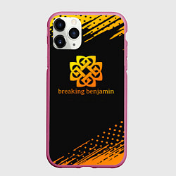 Чехол iPhone 11 Pro матовый Breaking benjamin Gold, цвет: 3D-малиновый