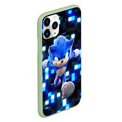 Чехол iPhone 11 Pro матовый Sonic neon squares, цвет: 3D-салатовый — фото 2