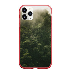 Чехол iPhone 11 Pro матовый Листья и дождик, цвет: 3D-красный