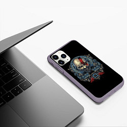 Чехол iPhone 11 Pro матовый Кратос и клики хаоса GoW Ragnarok, цвет: 3D-серый — фото 2