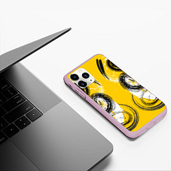 Чехол iPhone 11 Pro матовый Абстрактный развод краской по холсту, цвет: 3D-розовый — фото 2