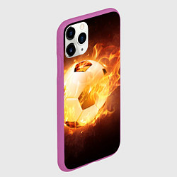 Чехол iPhone 11 Pro матовый Футбольный мяч огонь, цвет: 3D-фиолетовый — фото 2