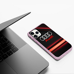 Чехол iPhone 11 Pro матовый Audi абстракция карбон, цвет: 3D-розовый — фото 2