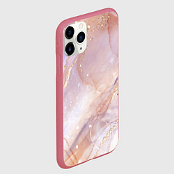 Чехол iPhone 11 Pro матовый Бежевый с золотом мрамор, цвет: 3D-малиновый — фото 2