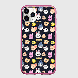 Чехол iPhone 11 Pro матовый Skzoo pattern, цвет: 3D-малиновый