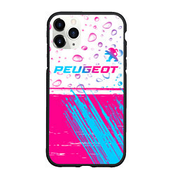 Чехол iPhone 11 Pro матовый Peugeot neon gradient style: символ сверху