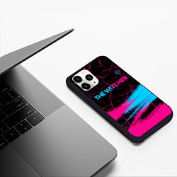 Чехол iPhone 11 Pro матовый The Witcher - neon gradient: символ сверху, цвет: 3D-черный — фото 2