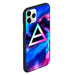 Чехол iPhone 11 Pro матовый Thirty Seconds to Mars неоновый космос, цвет: 3D-черный — фото 2