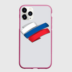 Чехол iPhone 11 Pro матовый Триколор - ленточки, цвет: 3D-малиновый