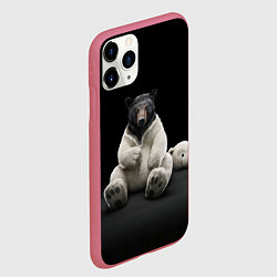 Чехол iPhone 11 Pro матовый Медведь в костюме ростовой куклы, цвет: 3D-малиновый — фото 2