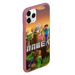 Чехол iPhone 11 Pro матовый Павел Minecraft, цвет: 3D-малиновый — фото 2