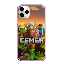 Чехол iPhone 11 Pro матовый Семен Minecraft, цвет: 3D-розовый