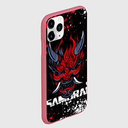 Чехол iPhone 11 Pro матовый Маска Они - Киберпанк 2077 - Samurai, цвет: 3D-малиновый — фото 2