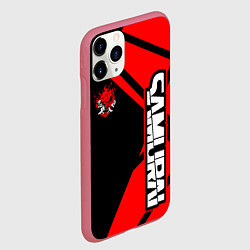 Чехол iPhone 11 Pro матовый Cyberpunk 2077 - Надпись Samurai, цвет: 3D-малиновый — фото 2