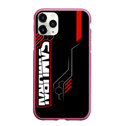 Чехол iPhone 11 Pro матовый Samurai - Красный техно - Киберпанк, цвет: 3D-малиновый