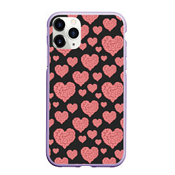 Чехол iPhone 11 Pro матовый Сердце-мозг, цвет: 3D-светло-сиреневый