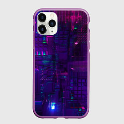 Чехол iPhone 11 Pro матовый Матричная вселенная неон, цвет: 3D-фиолетовый