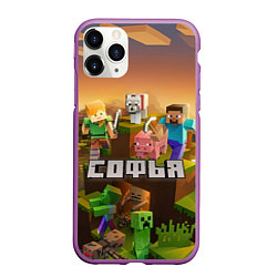 Чехол iPhone 11 Pro матовый Софья Minecraft, цвет: 3D-фиолетовый