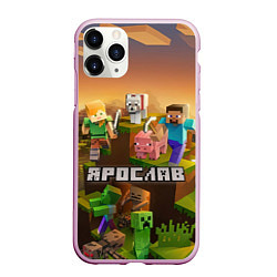 Чехол iPhone 11 Pro матовый Ярослав Minecraft, цвет: 3D-розовый