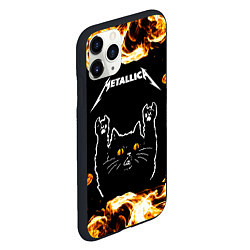 Чехол iPhone 11 Pro матовый Metallica рок кот и огонь, цвет: 3D-черный — фото 2