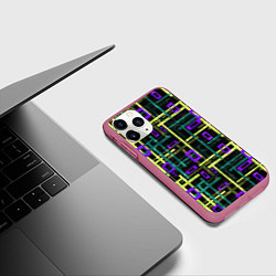 Чехол iPhone 11 Pro матовый Геометрический узор с мраморной текстурой, цвет: 3D-малиновый — фото 2