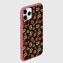 Чехол iPhone 11 Pro матовый Отпечатки рук разноцветные, цвет: 3D-малиновый — фото 2