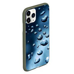 Чехол iPhone 11 Pro матовый Капли воды на матовом стекле - текстура, цвет: 3D-темно-зеленый — фото 2