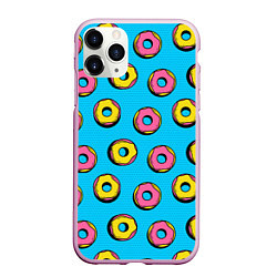 Чехол iPhone 11 Pro матовый Желтые и розовые пончики