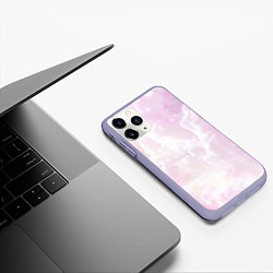 Чехол iPhone 11 Pro матовый Розовые облака на голубом небе, цвет: 3D-светло-сиреневый — фото 2