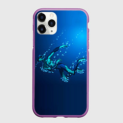 Чехол iPhone 11 Pro матовый Ихтиандр : человек - амфибия рисунок, цвет: 3D-фиолетовый