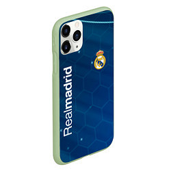 Чехол iPhone 11 Pro матовый Real madrid голубая абстракция, цвет: 3D-салатовый — фото 2