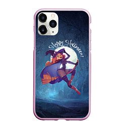 Чехол iPhone 11 Pro матовый Happy halloween - beautiful witch, цвет: 3D-розовый