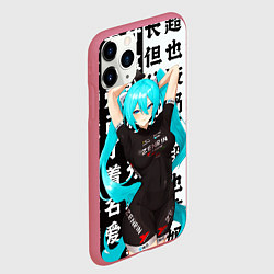 Чехол iPhone 11 Pro матовый Хацуне Мику в спортивном костюме, цвет: 3D-малиновый — фото 2