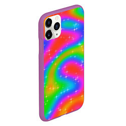 Чехол iPhone 11 Pro матовый Световые блики на радужном фоне, цвет: 3D-фиолетовый — фото 2