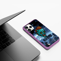 Чехол iPhone 11 Pro матовый Ночной кошмар - Horror face, цвет: 3D-фиолетовый — фото 2