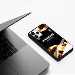 Чехол iPhone 11 Pro матовый Juventus legendary sport fire, цвет: 3D-черный — фото 2
