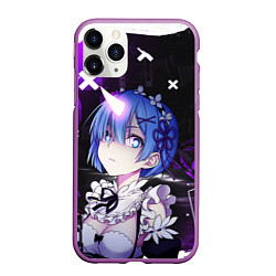 Чехол iPhone 11 Pro матовый Rem - ReZero - Абстракция, цвет: 3D-фиолетовый