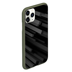 Чехол iPhone 11 Pro матовый Геометрические объёмные прямоугольники, цвет: 3D-темно-зеленый — фото 2