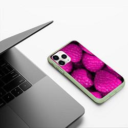 Чехол iPhone 11 Pro матовый Ягоды малины, цвет: 3D-салатовый — фото 2