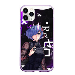 Чехол iPhone 11 Pro матовый Рем в черном - Re:Zero, цвет: 3D-сиреневый