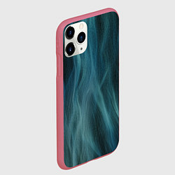 Чехол iPhone 11 Pro матовый Прерывистый абстрактный синий дым во тьме, цвет: 3D-малиновый — фото 2