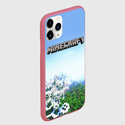 Чехол iPhone 11 Pro матовый Зимний пейзаж - Майнкрафт, цвет: 3D-малиновый — фото 2