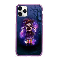 Чехол iPhone 11 Pro матовый Ведьма-малолетка с котами - Halloween, цвет: 3D-фиолетовый