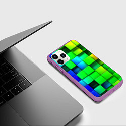 Чехол iPhone 11 Pro матовый Цветные неоновые кубы, цвет: 3D-фиолетовый — фото 2